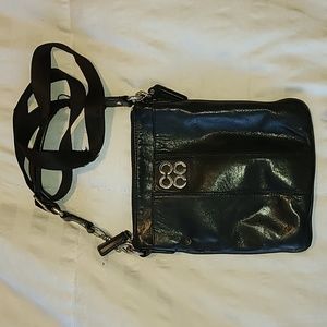Black Leather COACH Crossbody bag with silver detailing. Needs new strap.